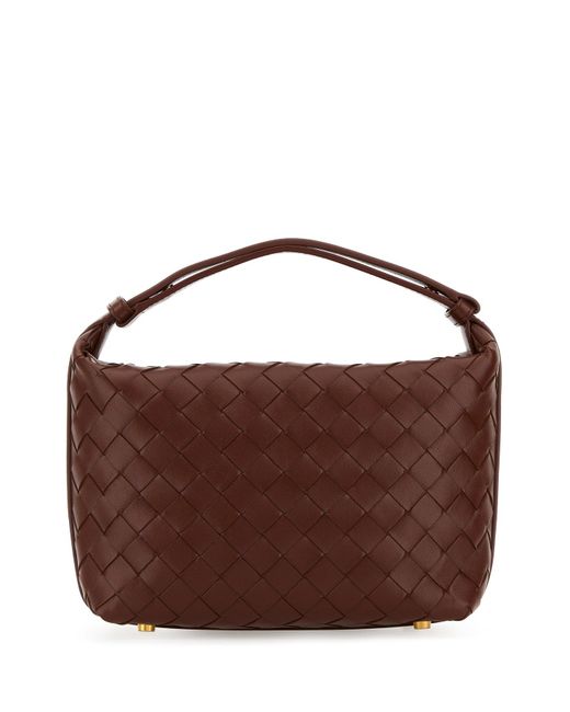 Borsa a mano Wallace mini in nappa mattone di Bottega Veneta in Brown