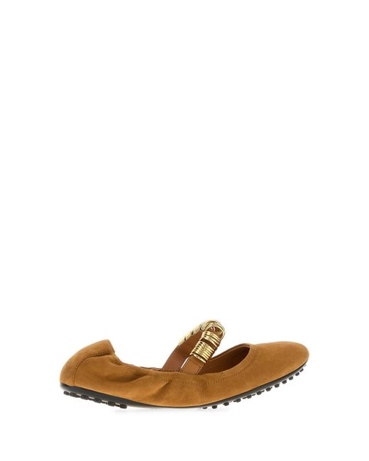 Tod's Multicolor Camel Suede Ballerinas