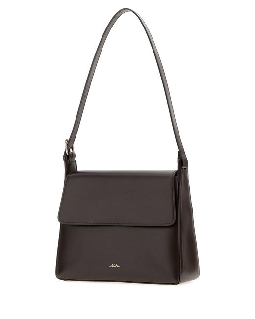 A.P.C. Black Dark Brown Leather Virginie Shoulder Bag