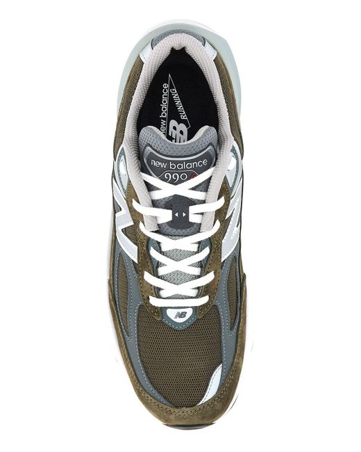 New Balance Green Mesh And Suede 990V6 Sneakers