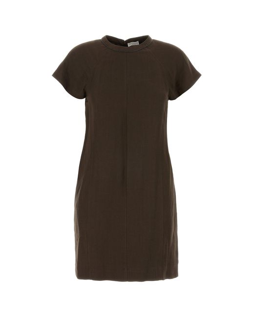 Brunello Cucinelli Brown Viscose Blend Dress