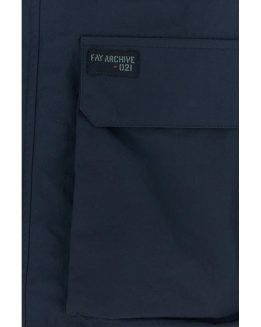 Fay Navy Blue Nylon Windbreaker for men