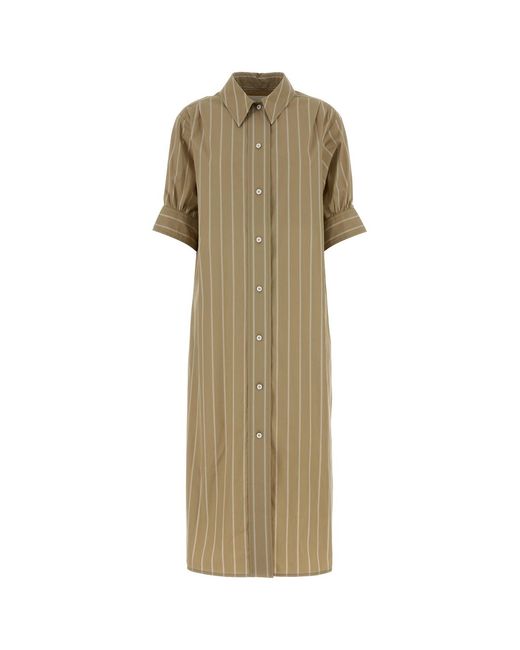 Jil Sander Natural Embroidered Poplin Shirt Dress