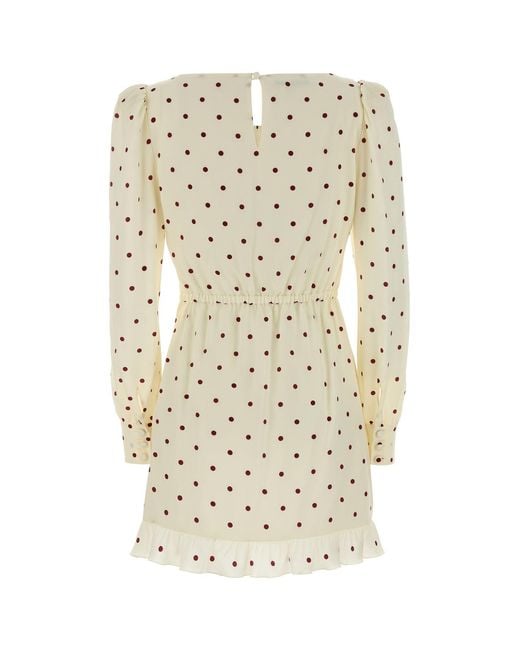 Alessandra Rich Natural Printed Silk Mini Dress