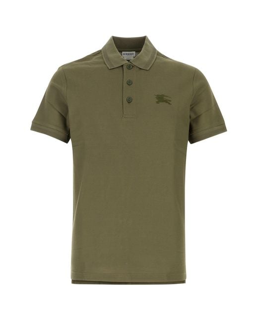 Burberry Army Green Piquet Polo Shirt for men
