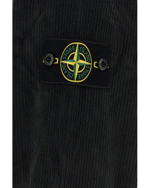 Stone Island Black Charcoal Corduroy Sweatshirt for men