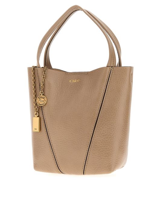 Chloé White Spin Small Leather Tote Bag