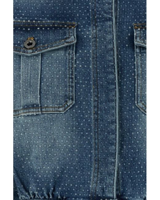 Self-Portrait Blue Embellished Denim Jumpsuit