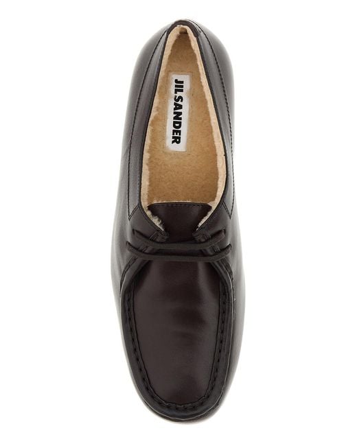 Jil Sander Black Dark Leather Lace-Up Shoes