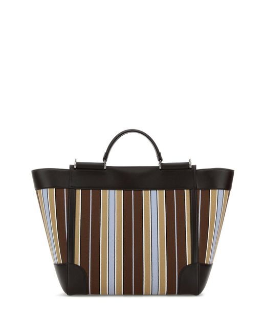 Dolce & Gabbana Brown Dolce & Gabbana Embroidered Fabric Sicily Shopping Bag for men