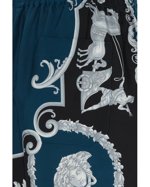 Versace Blue Printed Silk Bermuda Shorts for men