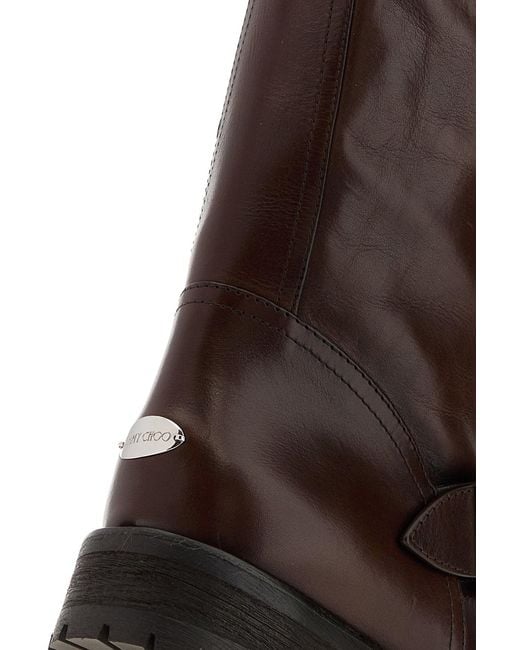 Jimmy Choo Brown Chocolate Leather Biker Boots