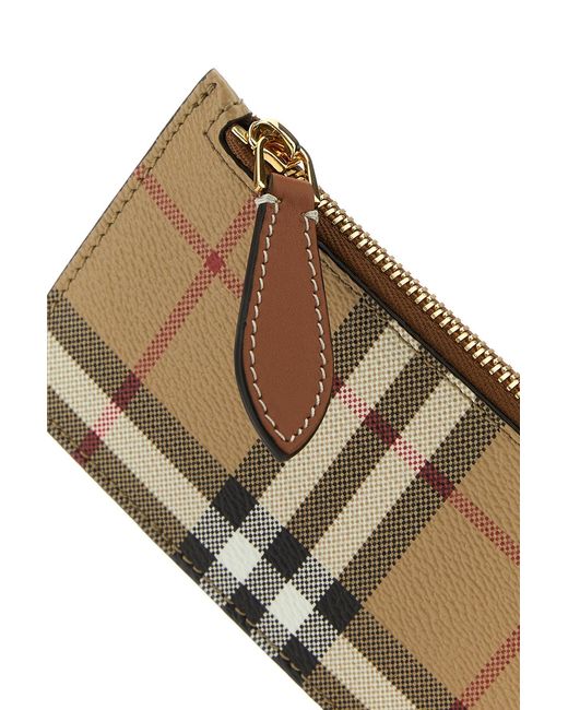 Burberry Brown Checked Motif Card Holder