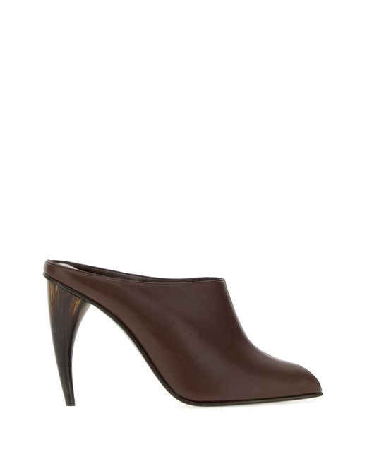 McQueen Brown Leather Mules