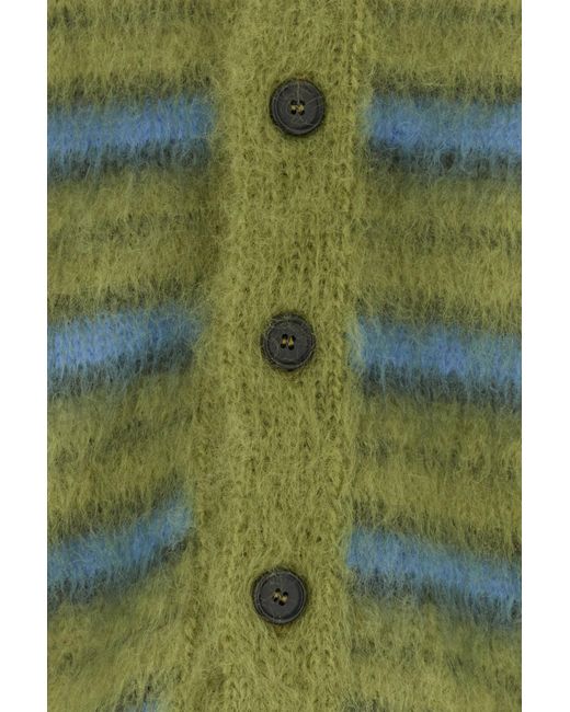 Cardigan in misto mohair ricamato di Marni in Green da Uomo