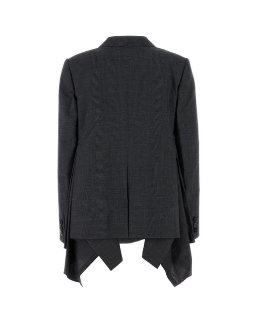Giacca in lana ricamata di Sacai in Black
