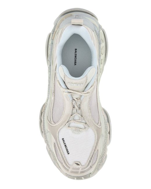 Balenciaga White Chalk Canvas And Rubber Triple S.2 Sneakers