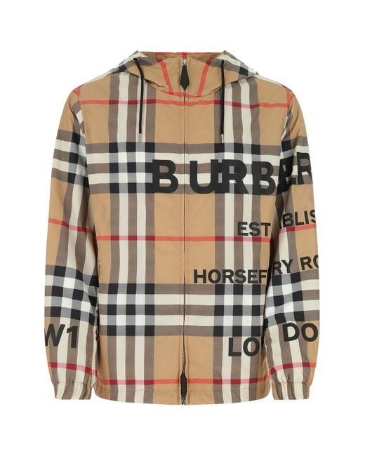 Burberry Brown Stanford Check Print Nylon Jacket for men