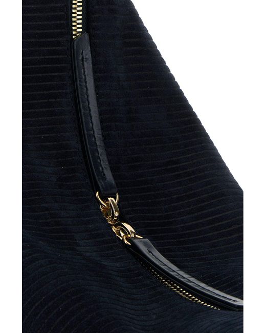 A.P.C. DARK BLUE CORDUROY VERA SHOPPING BAG