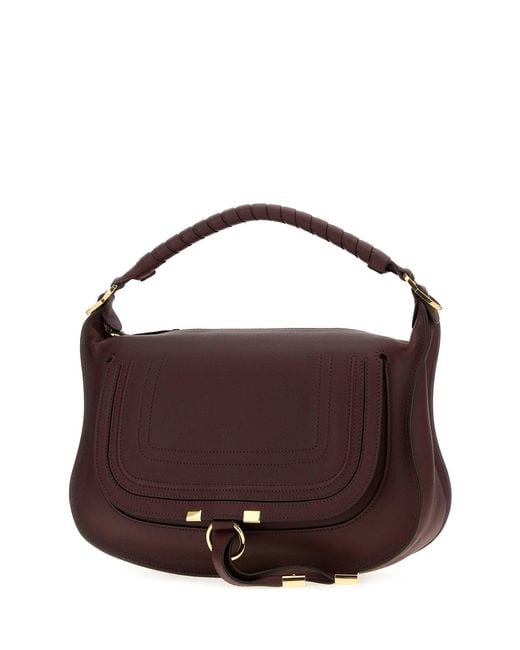 Chloé Purple Aubergine Leather Small Marcie Shoulder Bag