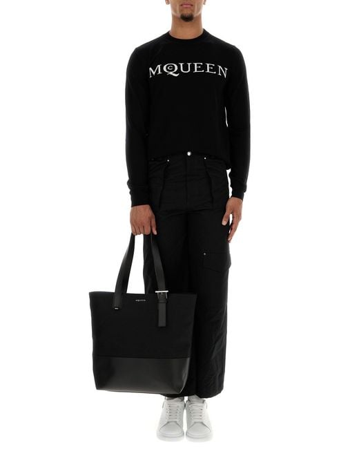 McQueen Black Wool Sweater for men