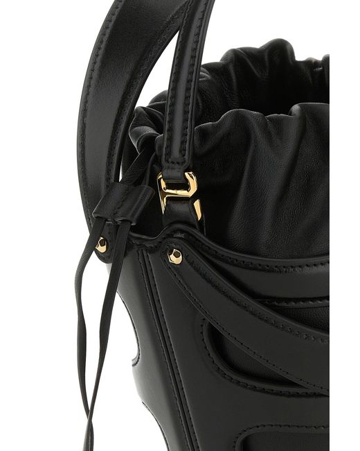 McQueen Black Leather The Rise Bucket Bag