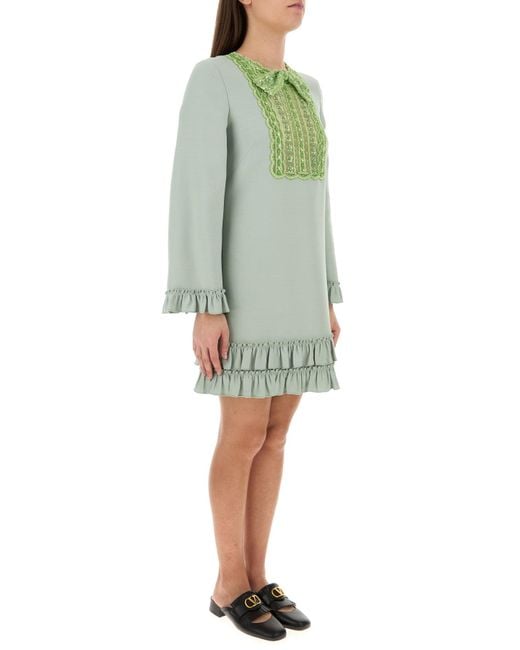 Valentino Garavani Mint Green Wool Blend Mini Dress