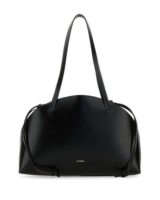 Borsa a spalla Curve media in pelle nera di Jil Sander in Black