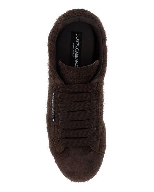 Dolce & Gabbana Dark Brown Suede Portofino Sneakers for men