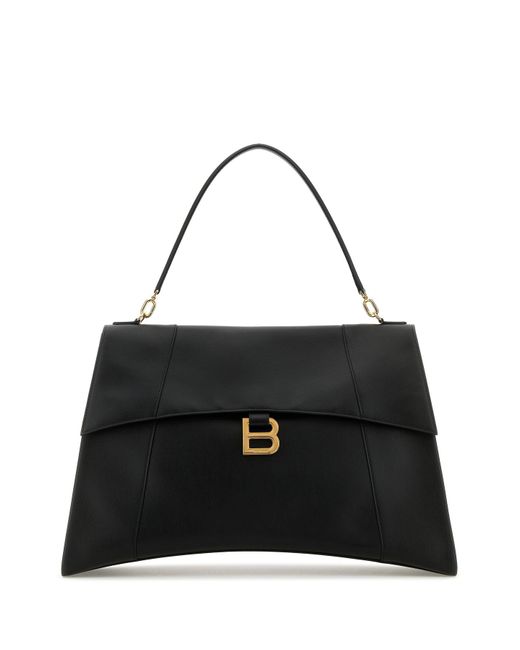 Borsa a mano Hourglass Soft grande in pelle nera di Balenciaga in Black