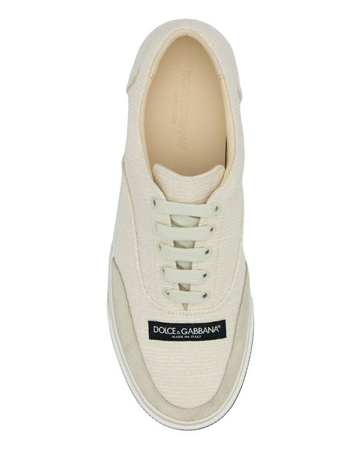 Dolce & Gabbana White Ivory Canvas Dg Sailing Sneakers