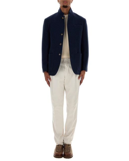 Brunello Cucinelli White Chalk Stretch Cotton Pant for men