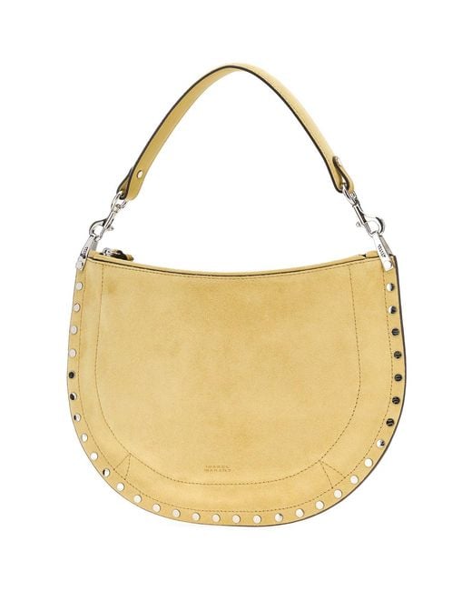 Isabel Marant Metallic Pastel Yellow Suede Oskan Shoulder Bag