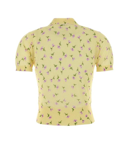 Jil Sander Yellow Printed Cotton Blend Polo Shirt