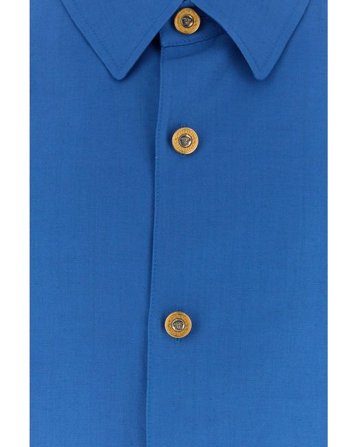 Versace Blue Turquoise Wool Blend Bomber Jacket for men