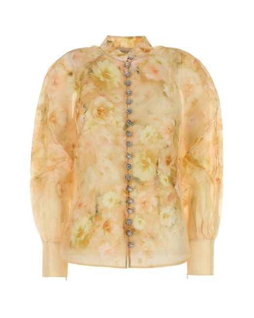 CRUSH BUTTONED BLOUSE di Zimmermann in Metallic