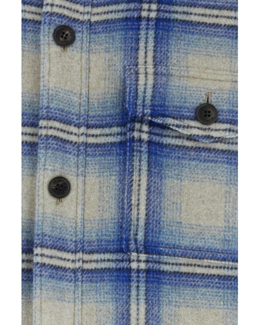 Isabel Marant Blue Embroidered Wool Blend Kervon Shirt for men