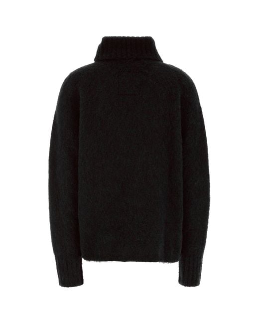 Uma Wang Black Stretch Alpaca Blend Sweater