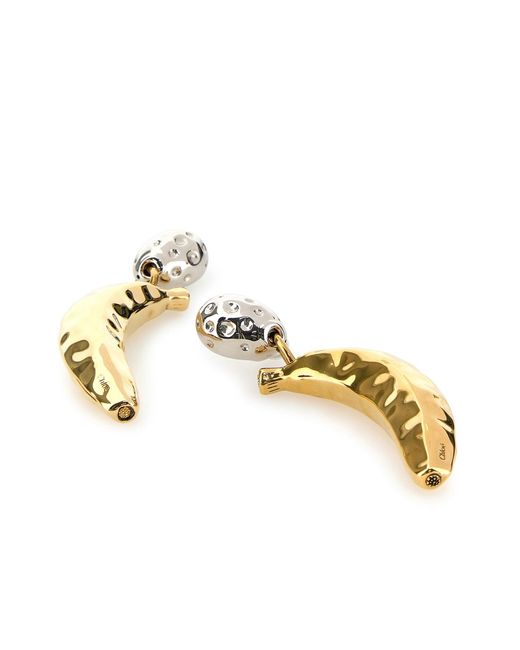 Chloé Metallic Two-Tone Metal Bananas Earrings