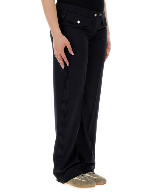 McQueen Black Navy Blue Wool Pant
