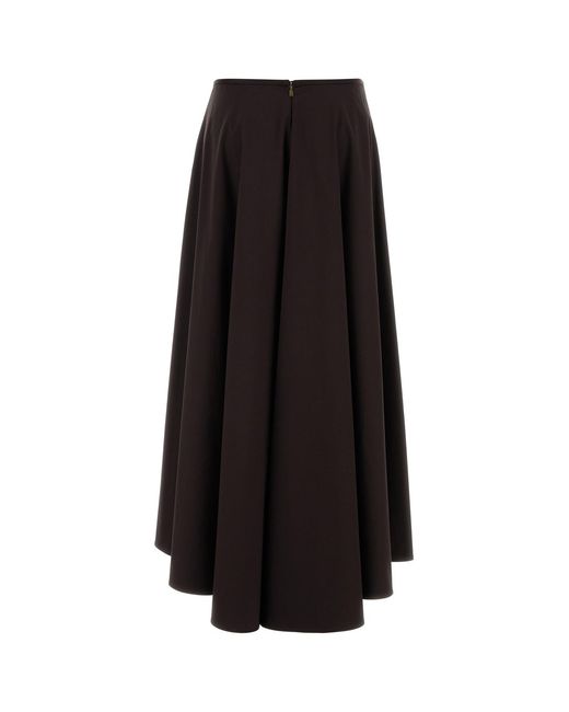 Agnona Black Brown Stretch Poplin Skirt