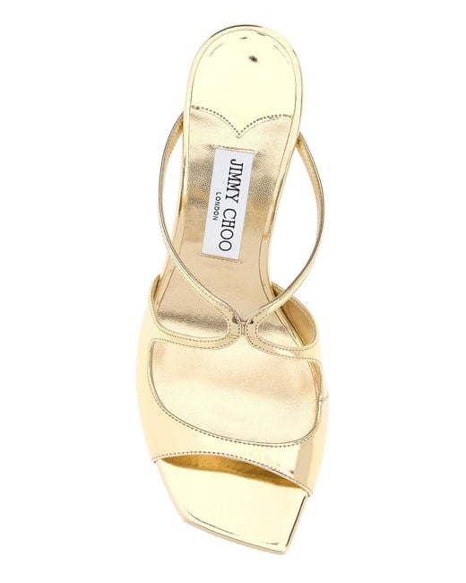 Jimmy Choo Metallic Gold Leather Anise 75 Mules
