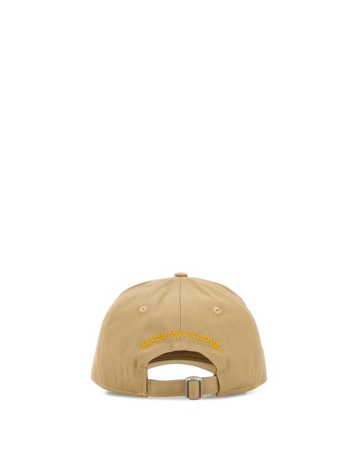 DSquared² Multicolor Beige Cotton Baseball Cap for men