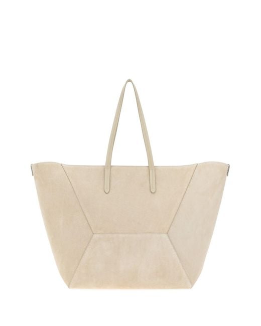 Brunello Cucinelli Natural Sand Suede Shopping Bag