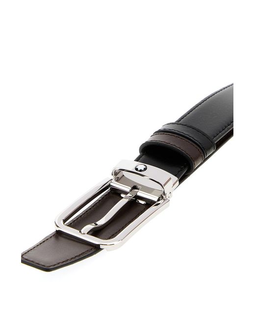 Montblanc White Black Leather Reversible Belt for men