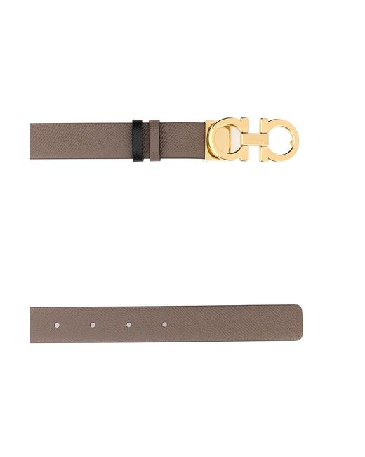 Ferragamo White Mud Leather Reversible Belt