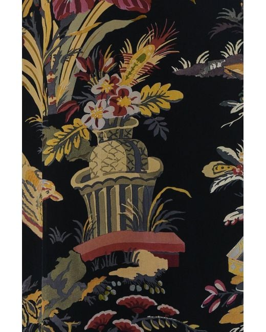 Etro Black Printed Crepe Long Dress