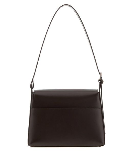 A.P.C. Black Dark Brown Leather Virginie Shoulder Bag