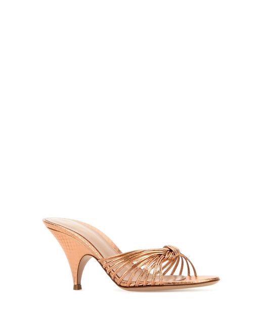 Gianvito Rossi Pink Leather Malã¨ Mules
