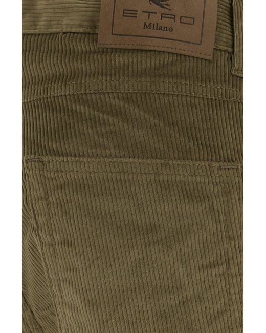Etro Army Green Stretch Corduroy Pant for men